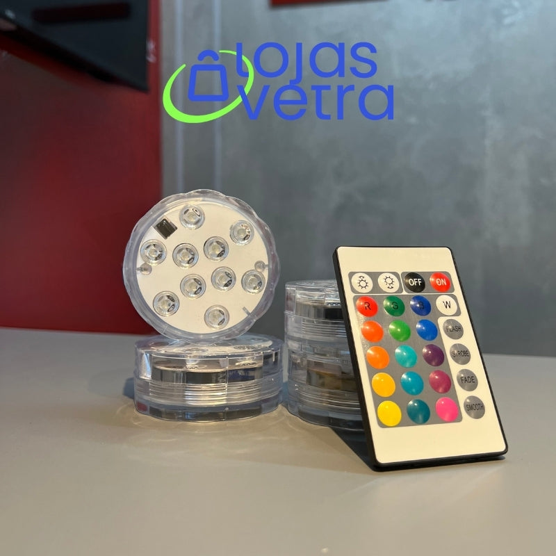 Kit Luminárias de Piscina RGB - Sem Fio Com Controle Remoto + FRETE GRÁTIS (ESQUENTA BLACK FRIDAY)