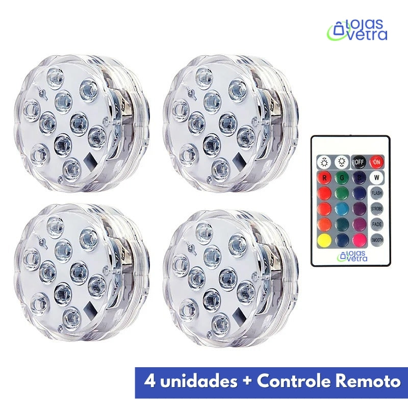 Kit Luminárias de Piscina RGB - Sem Fio Com Controle Remoto + FRETE GRÁTIS (ESQUENTA BLACK FRIDAY)