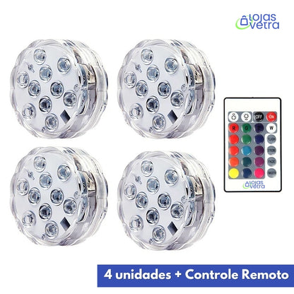 Kit Luminárias de Piscina RGB - Sem Fio Com Controle Remoto + FRETE GRÁTIS (ESQUENTA BLACK FRIDAY)