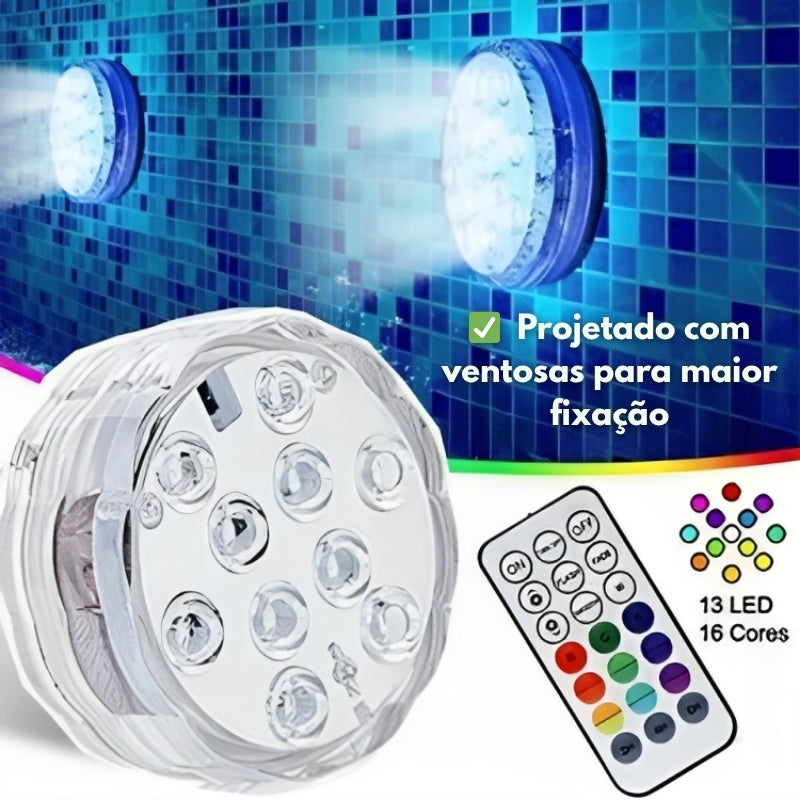 Kit Luminárias de Piscina RGB - Sem Fio Com Controle Remoto + FRETE GRÁTIS (ESQUENTA BLACK FRIDAY)
