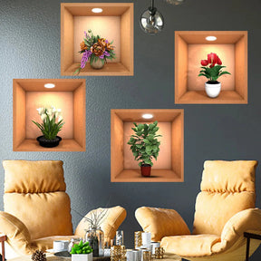 Kit 4 Quadros Adesivos Tridimensional