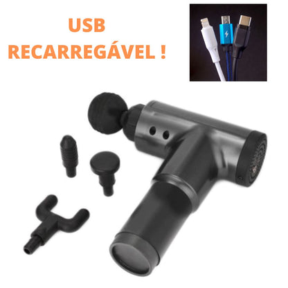 Pistola de Massagem Elétrica com 4 Cabeças