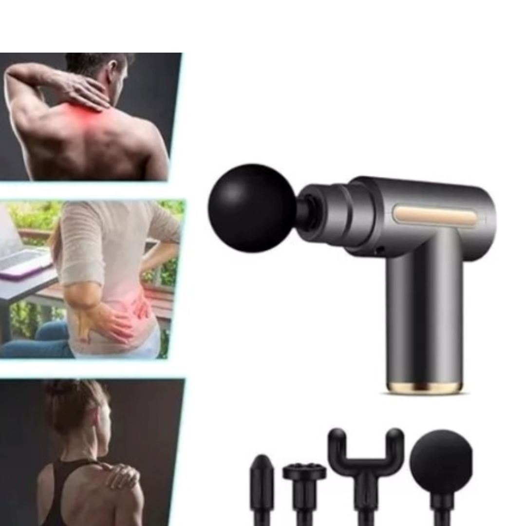 Pistola de Massagem Elétrica com 4 Cabeças